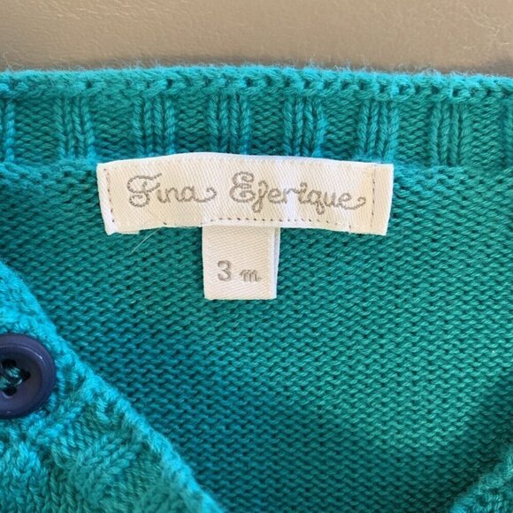 Fina Ejerique Crocodile Knit Pullover Sweater Teal Spain Baby Boys 3 Months - Picture 2 of 13